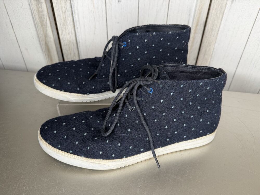 Clae Strayhorn Mens Premium Mid Casual Sneakers Leather & Wool Blue Size 9.5